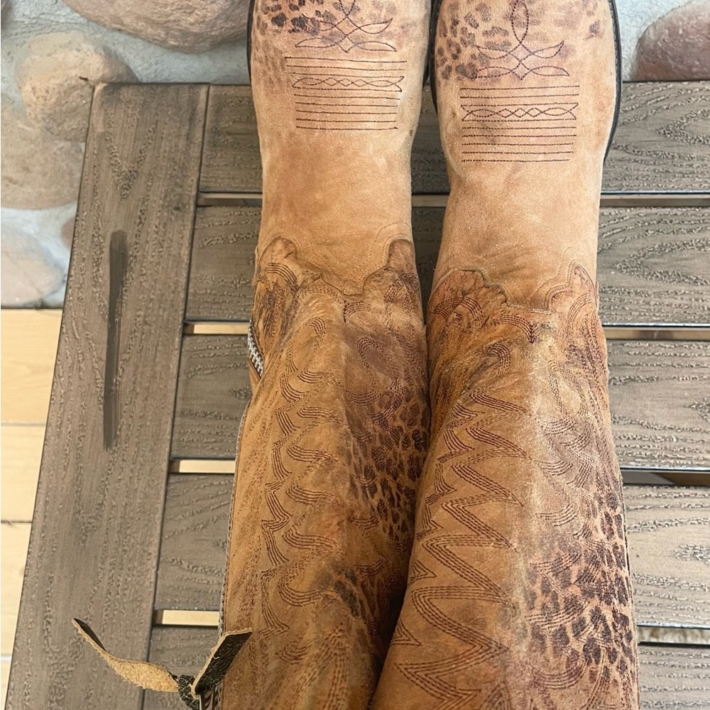 OLD GRINGO*Razz*LEOPARD Print SUEDE Leather ZIP COWGIRL Boots! 8.5 - Picture 7 of 13
